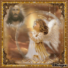 jesus angel child praying sparkles
