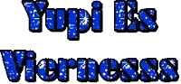 a blue text that says yupi es viernesss on a white background