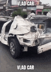 a picture of a car that has been damaged and says vlad car