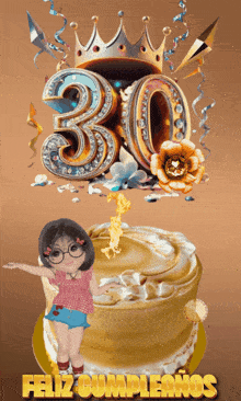 a birthday cake with the number 30 on top and feliz cumpleanos on the bottom