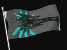 a flag that has a robot on it