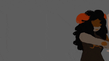 a drawing of a woman with long hair and horns has the letters eee on the bottom right