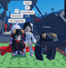 a cowboy and a girl are standing next to each other in a game