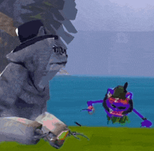 a cartoon turtle wearing a top hat is standing next to another turtle