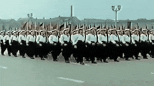 a large group of soldiers marching in a line