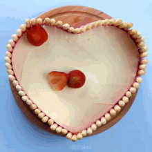 a heart shaped cake with strawberries on top