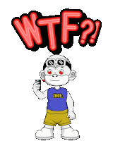 a cartoon of a monkey holding a cell phone with the word wtf above him