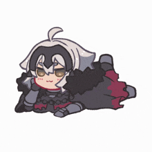 a cartoon drawing of a girl laying down