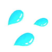 three blue water drops on a white background .