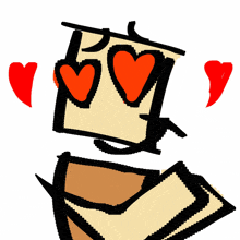 a cartoon character with hearts in his eyes