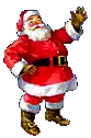 a cartoon of santa claus waving his hand .