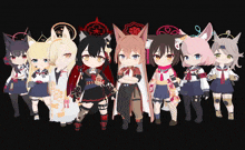 a group of anime characters are posing for a picture