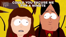 could you excuse me for a minute chief running water liane cartman south park s1e13
