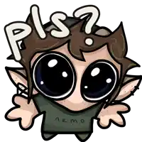 a cartoon drawing of a person with big eyes and the word pis on their head