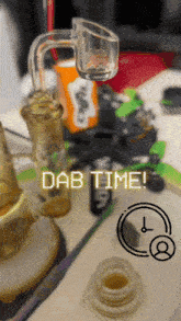 dab time is displayed on a screen with a clock
