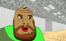 a pixel art drawing of a bald man with a beard