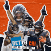a poster for a football game between the detroit bears and chicago bears