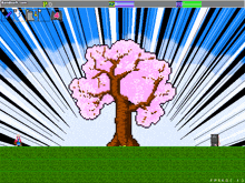 a screenshot of a video game shows a tree with pink flowers and the words bandsoft.com at the top