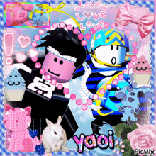 a picture of a boy and a girl with the word yaoi on it