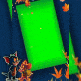 a cartoon cat and mouse are standing next to a green sign that says sodok billard