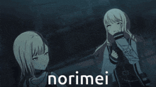 a picture of two anime girls with the word norimei in the corner