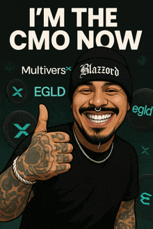 a cartoon of a man giving a thumbs up with the words " i 'm the cmo now "
