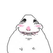 a pixel art drawing of a person 's face with a big nose and a pink cheek .