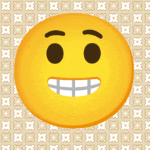 a smiley face with a big smile and a patterned background