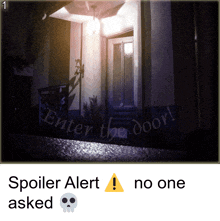 a picture of a house with the words " enter the door " on it