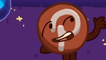 a cartoon character with the letter p on its face