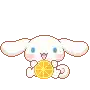 cinnamoroll is holding a slice of lemon in his mouth .