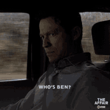 a man in a car with the words who 's ben on the bottom