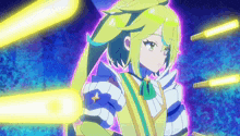 a girl with green hair and a star on her chest