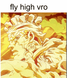 a picture of a statue with the words fly high vro
