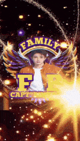 a picture of a man with wings and the word family on it