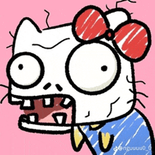 a drawing of a hello kitty with a bow on its head
