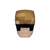 a low poly drawing of a man 's head with a black band around his mouth