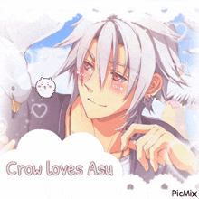 a picture of a boy with the words crow loves asu on the bottom