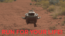 a poster that says run for your life in red letters
