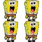 four images of spongebob squarepants with their mouth open