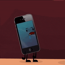 a cartoon drawing of a cell phone with a face on the screen