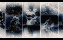 a collage of black and white images of a superhero with the letter s on their chest