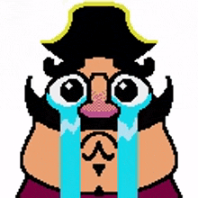 a pixel art drawing of a pirate crying