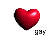 two red hearts with a picture of a boy and the word gay on the bottom