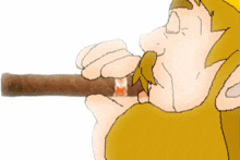 a cartoon of a man smoking a cigar with a ring on his finger