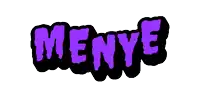 a purple and black logo that says menye on a white background