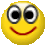 a pixelated yellow smiley face with big eyes and a red mouth .