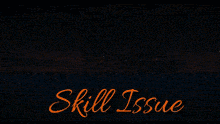 a sunset with the words skill issue in orange