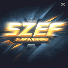 a blue background with the word szef in yellow letters