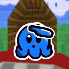 a cartoon drawing of a blue octopus with a white outline